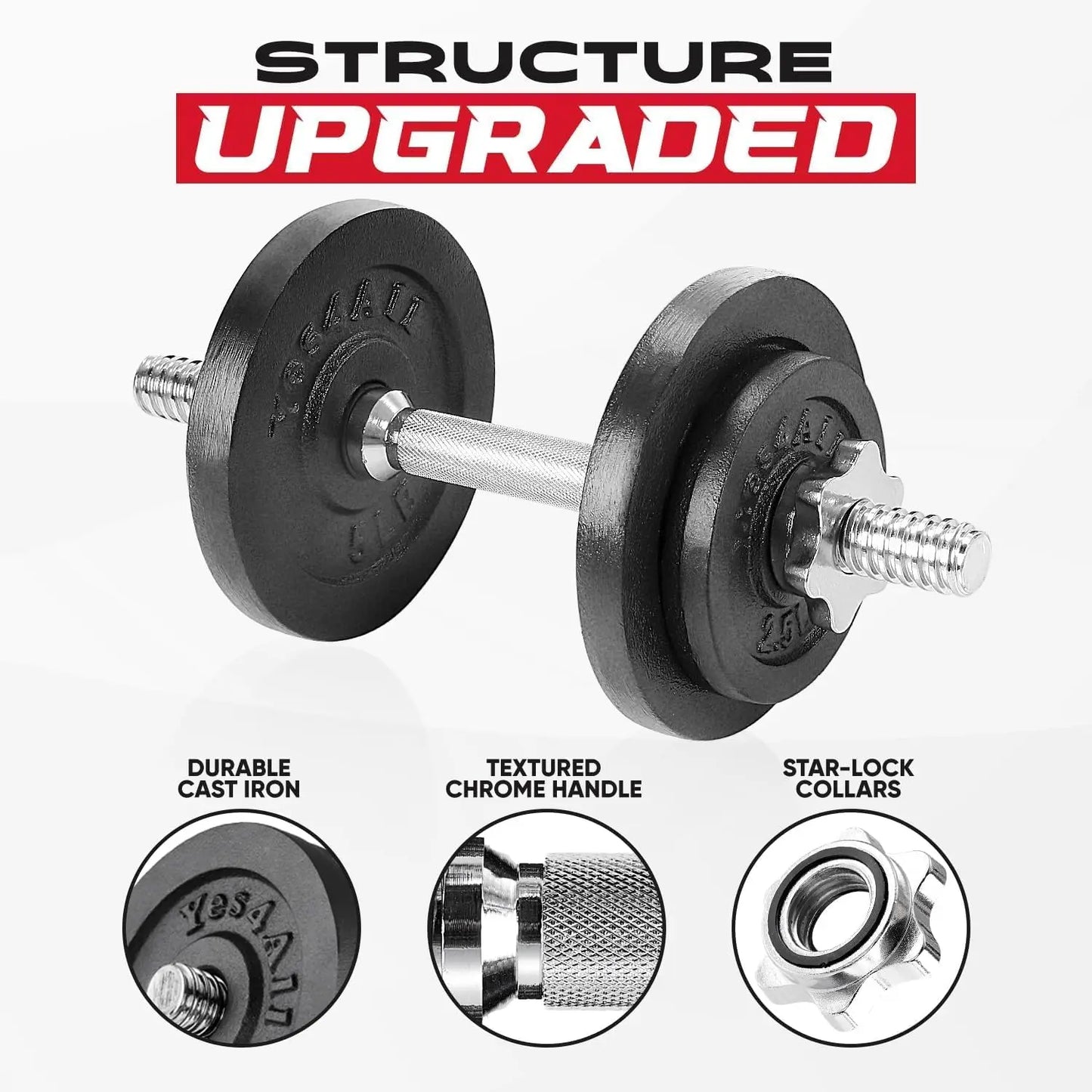 Adjustable Dumbbell Set with Weight Plates/Connector - Exercise & Workout - Size Options 40lbs to 200lbs