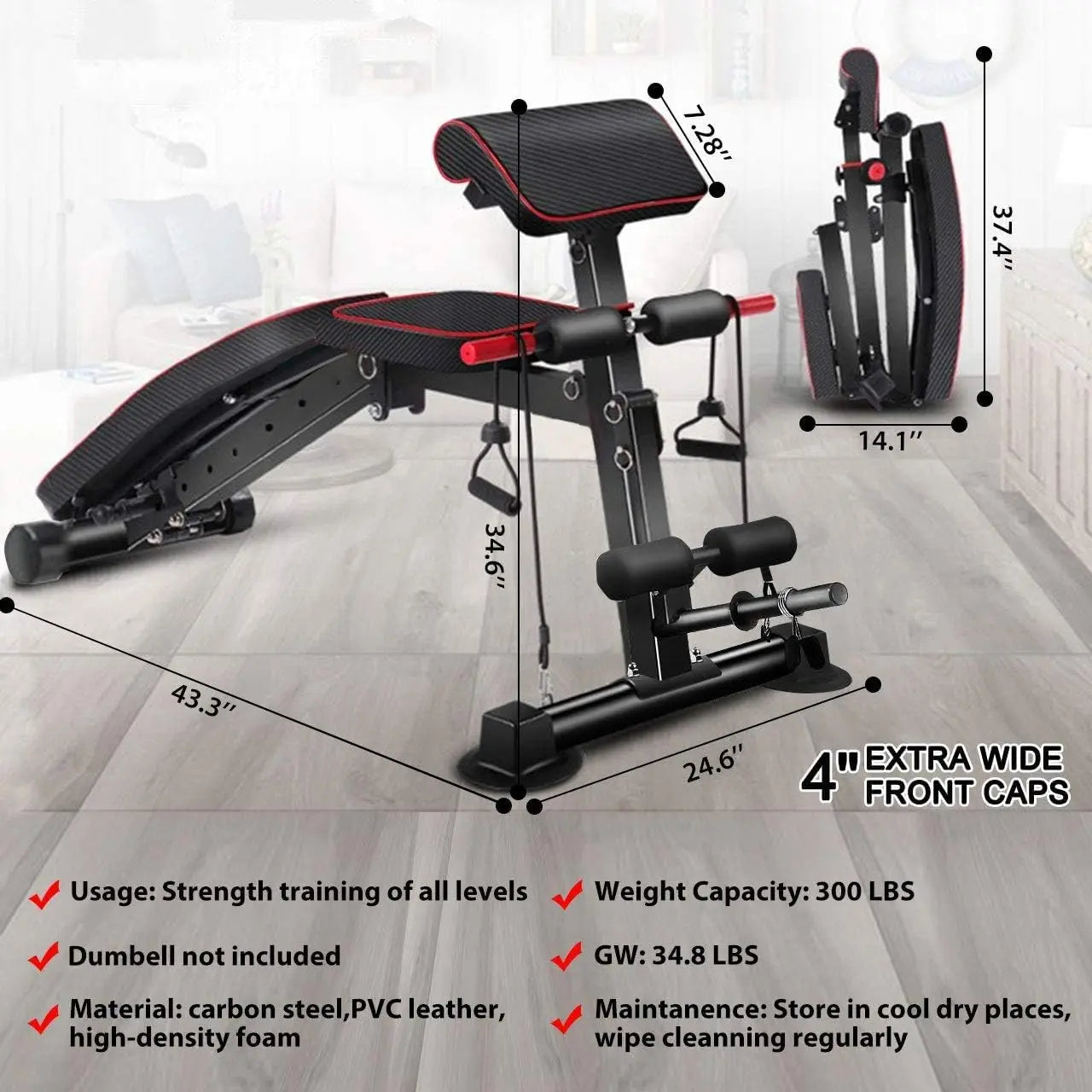 Weight Bench - Utility workout Benches for Exercise, Portable Fitness Strength Training Equipment