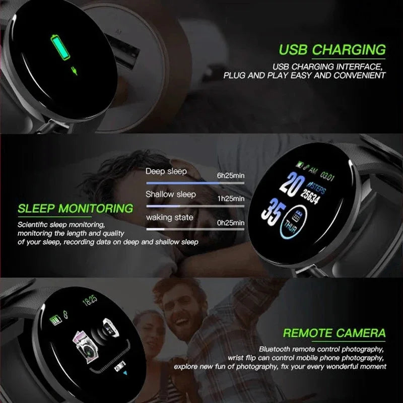 Smart Watch Men Women Bluetooth Fitness Tracker Bracelet Sport Heart Rate Blood Pressure Smartwatch IOS Android