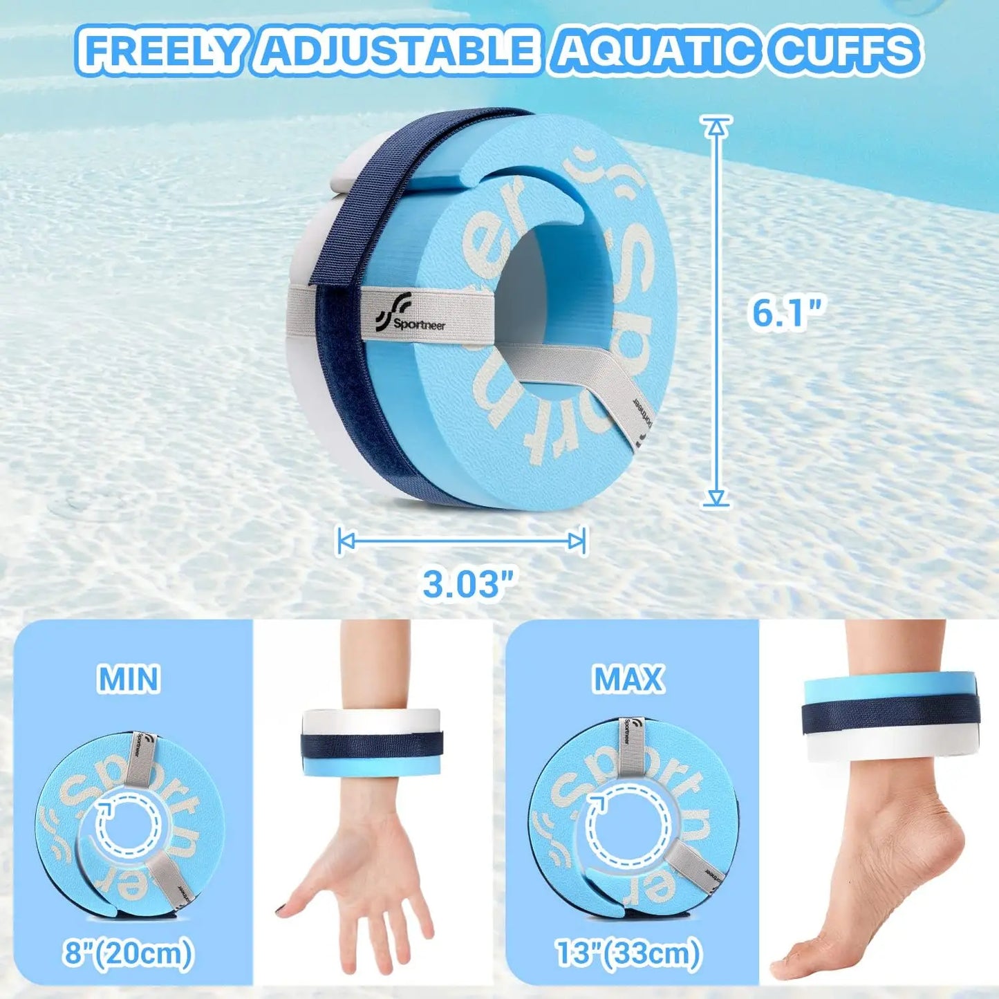 Water Aerobics Float Ring with Adjustable Webbing Pool Exercise Workout Set Foam