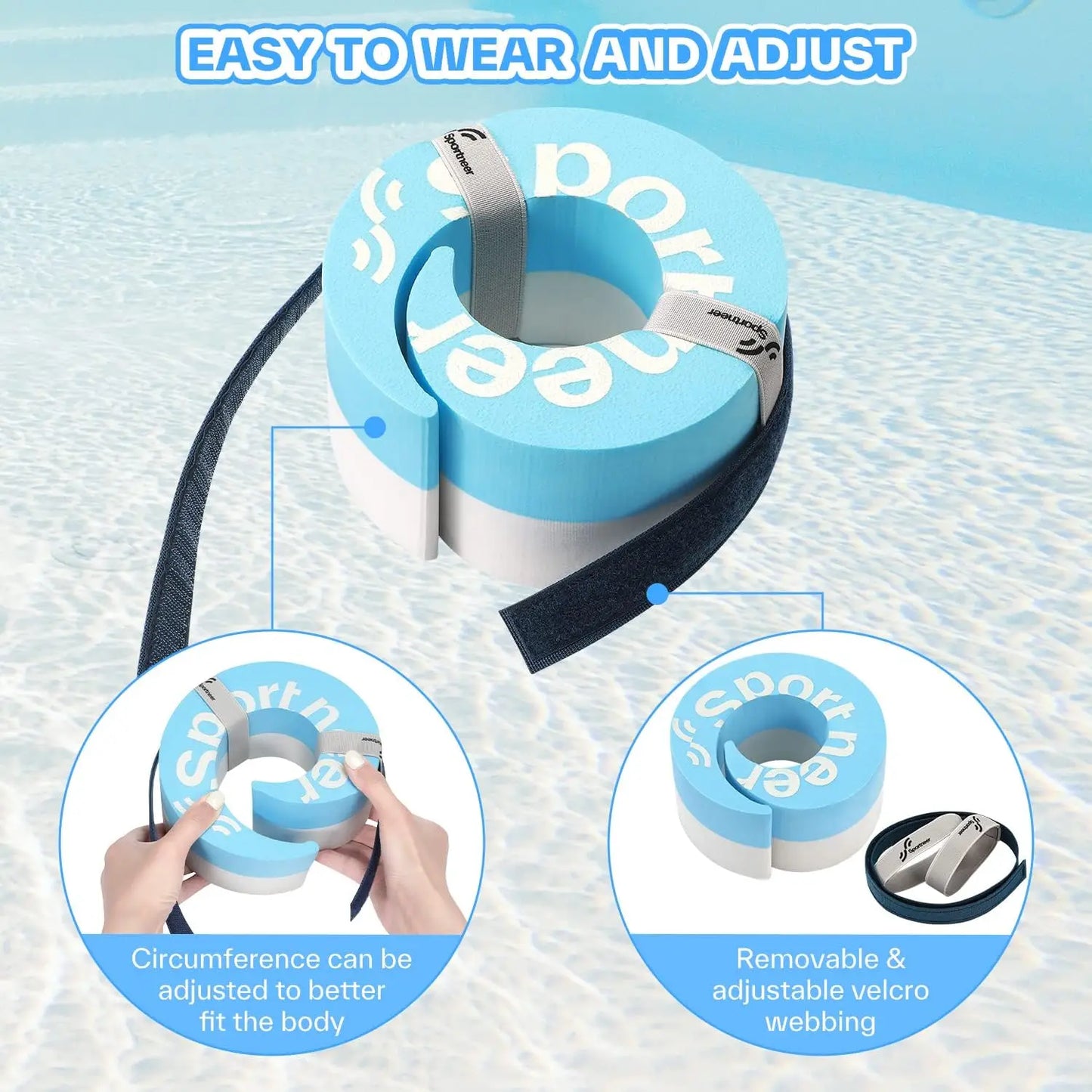 Water Aerobics Float Ring with Adjustable Webbing Pool Exercise Workout Set Foam