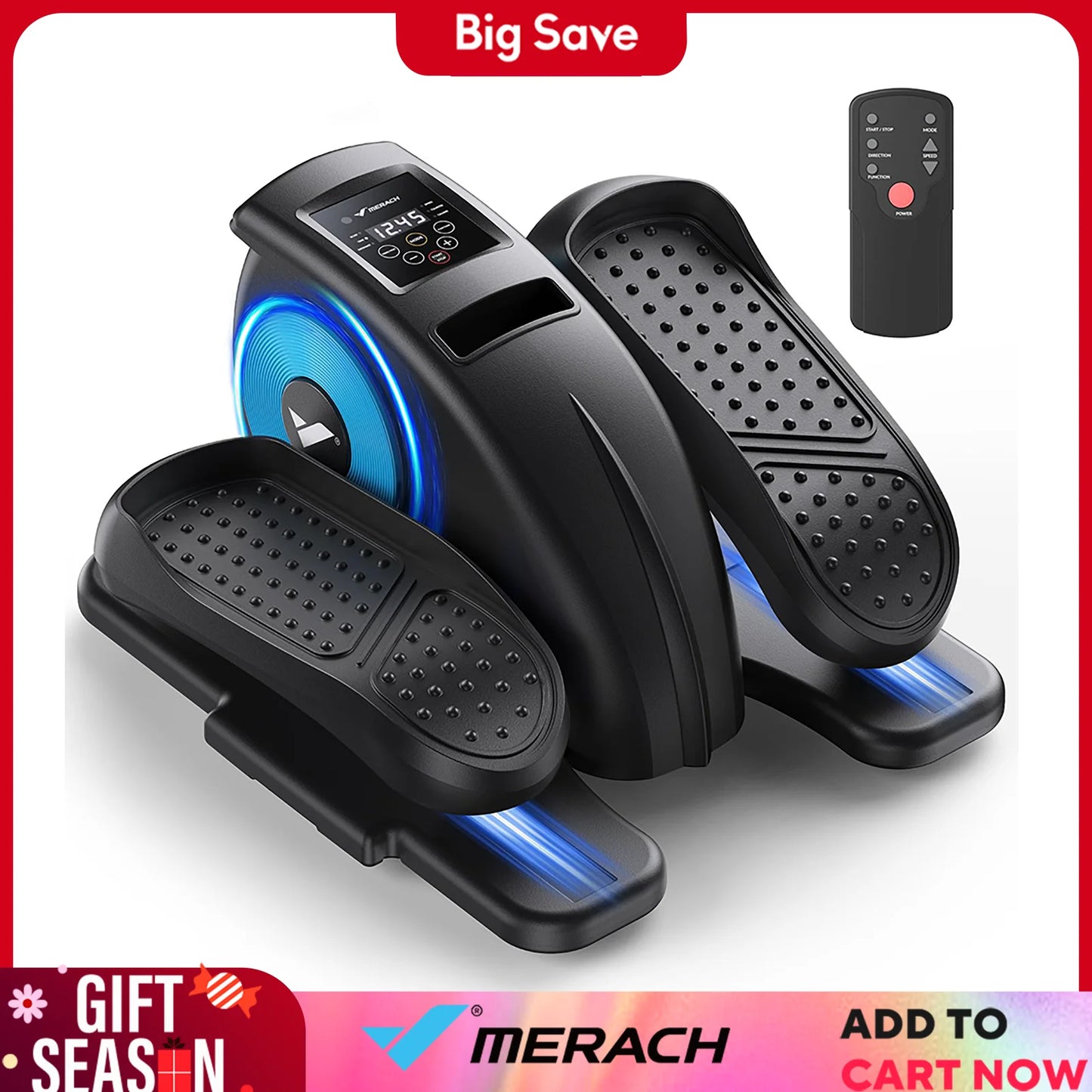 Elliptical Machine Leg Exerciser for Seniors Adults Portable Quiet Electric Seated Pedal Exerciser 12 Speeds