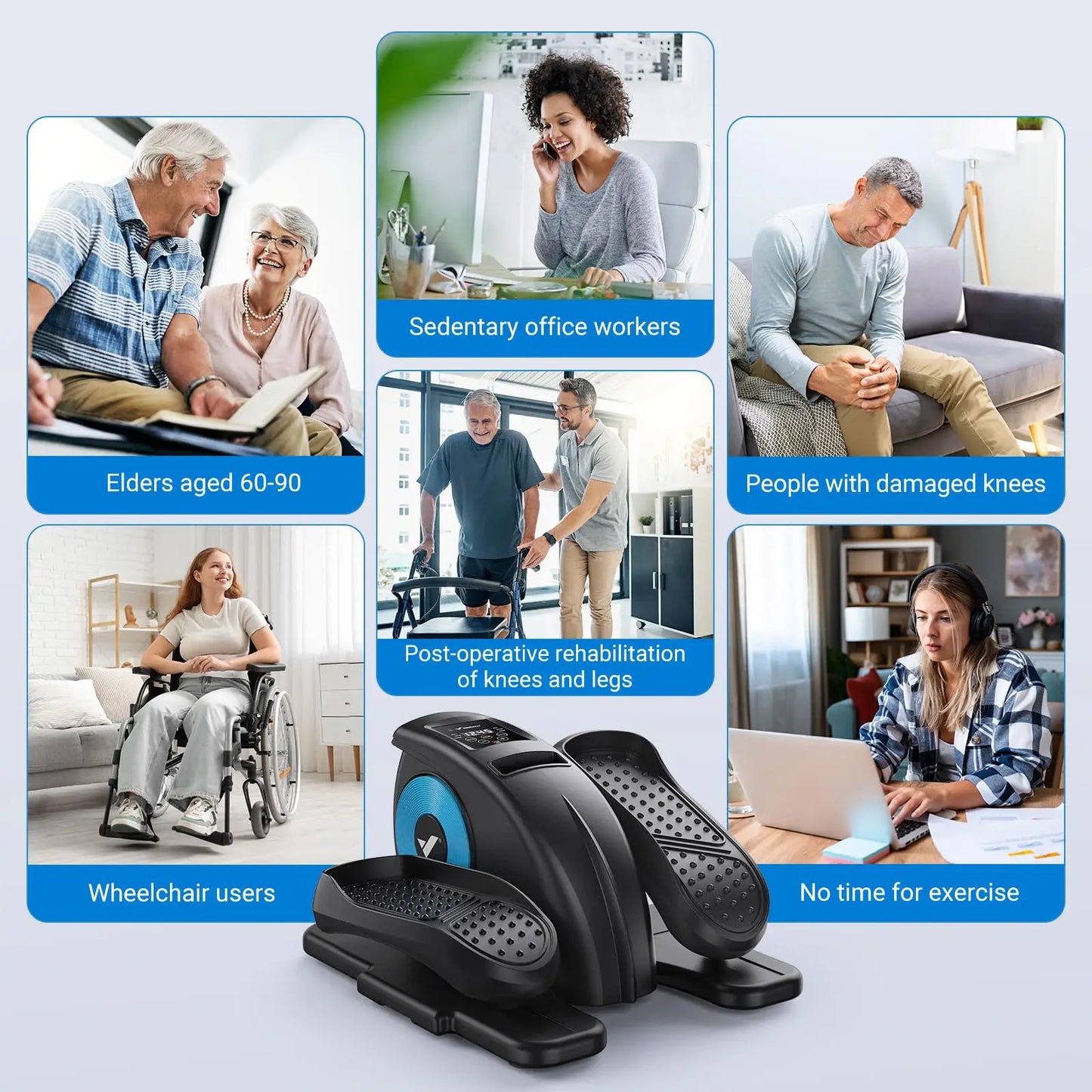 Elliptical Machine Leg Exerciser for Seniors Adults Portable Quiet Electric Seated Pedal Exerciser 12 Speeds