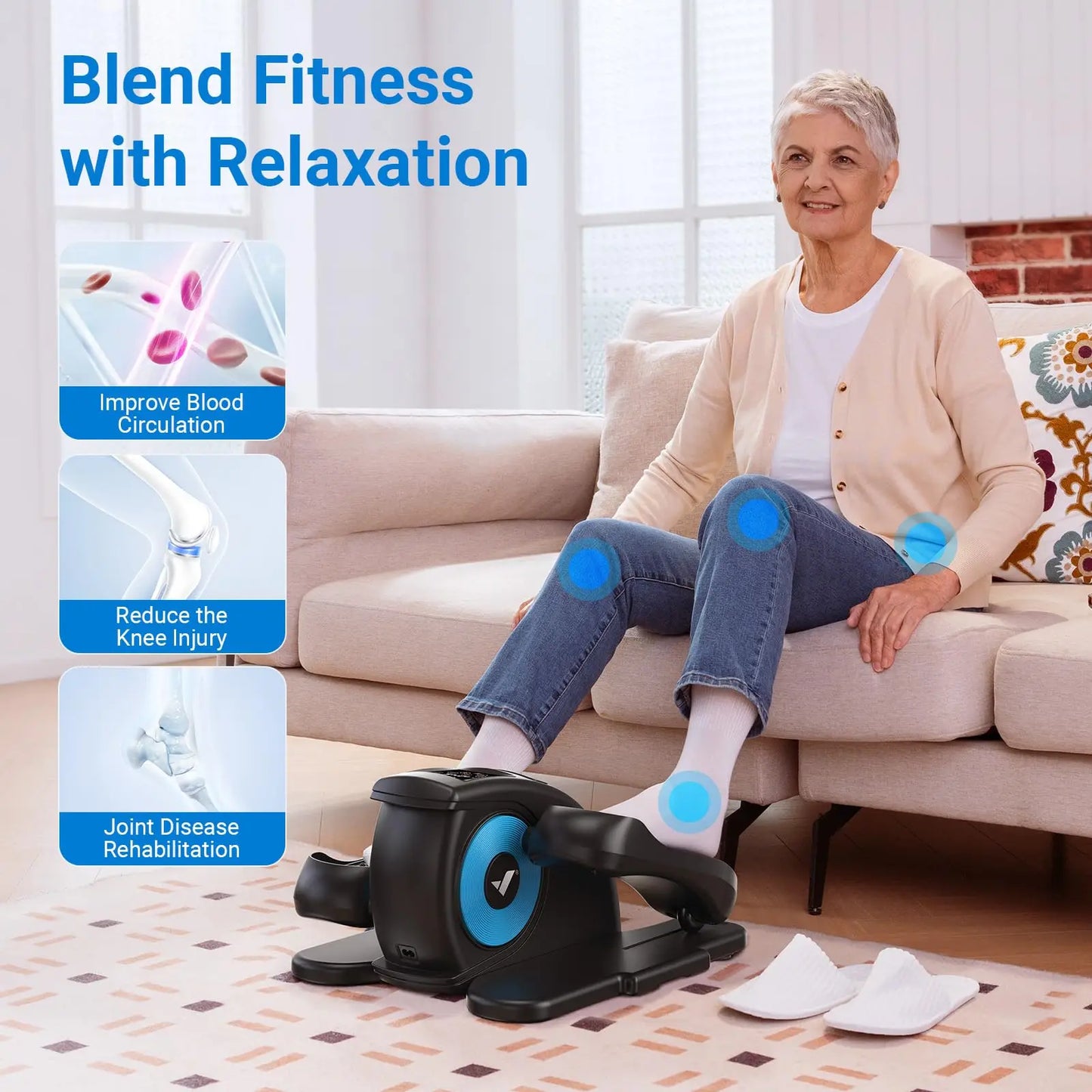 Elliptical Machine Leg Exerciser for Seniors Adults Portable Quiet Electric Seated Pedal Exerciser 12 Speeds