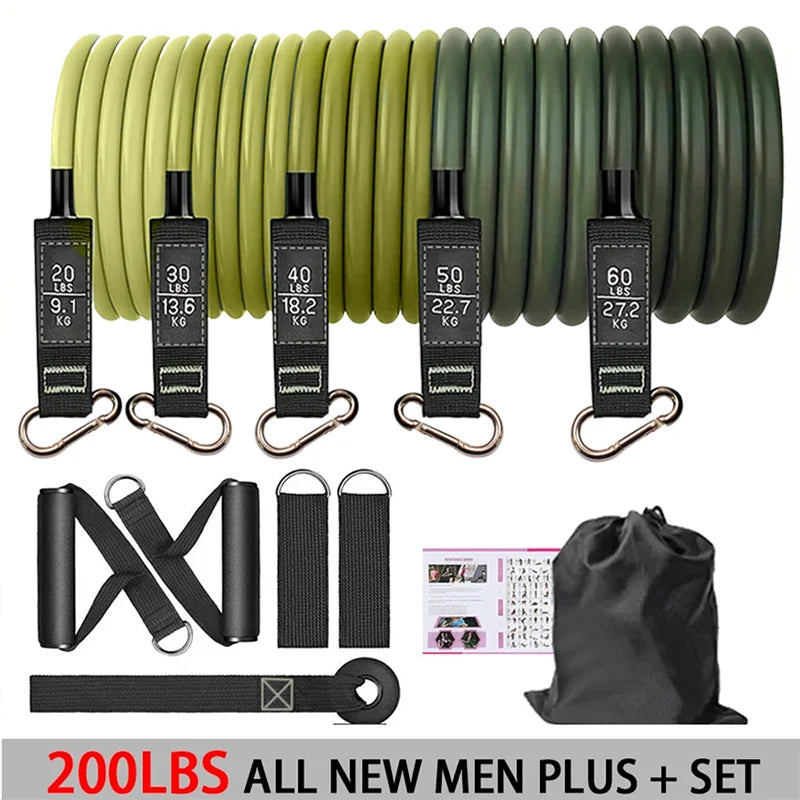Fitness Resistance Rubber Band Yoga Elastic Band Bar Set  Pilates Training Equipment Pull Rope