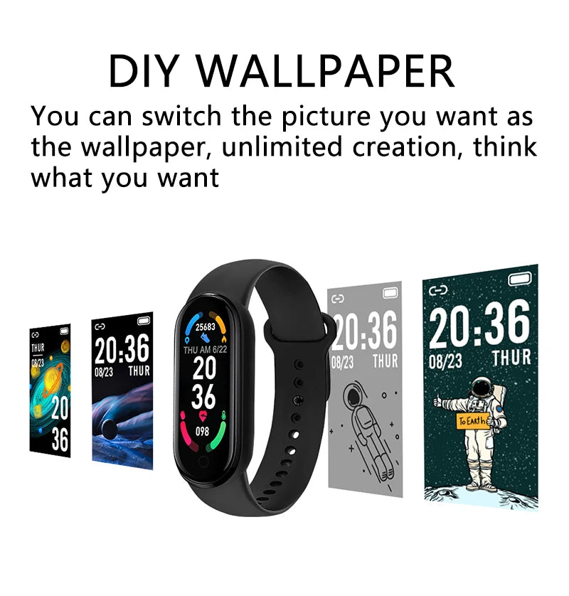 Smart Bracelet Multi-Function Heart Rate Blood Pressure Monitor Step Music Sleep Monitoring M6 Smart Fitness Sports Watch