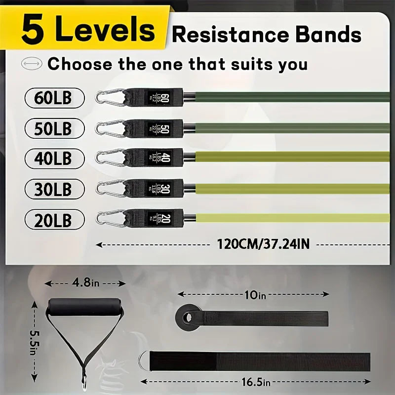 Fitness Resistance Rubber Band Yoga Elastic Band Bar Set  Pilates Training Equipment Pull Rope
