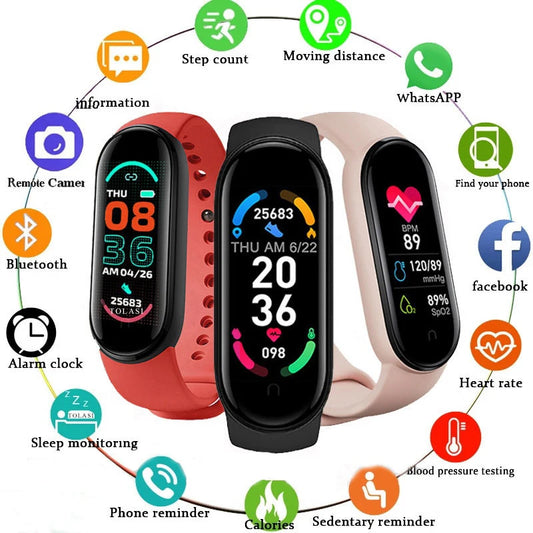 Smart Bracelet Multi-Function Heart Rate Blood Pressure Monitor Step Music Sleep Monitoring M6 Smart Fitness Sports Watch